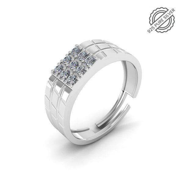 Pure 925 Silver Round Cut Diamond Special Ring for Men's
