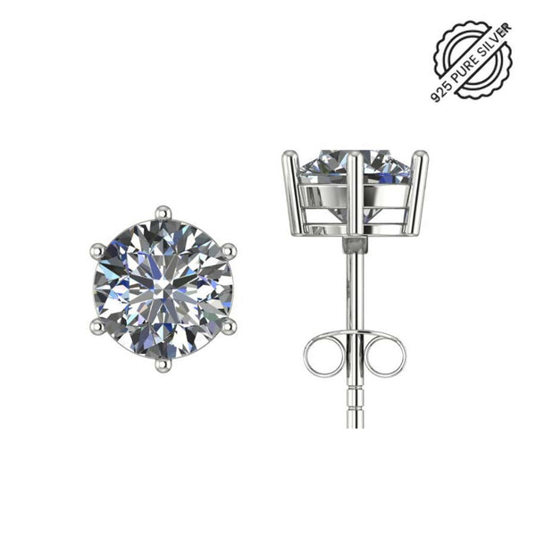 925 Sterling Silver Classic Solitaire diamond Stud Earrings for Women and Girls
