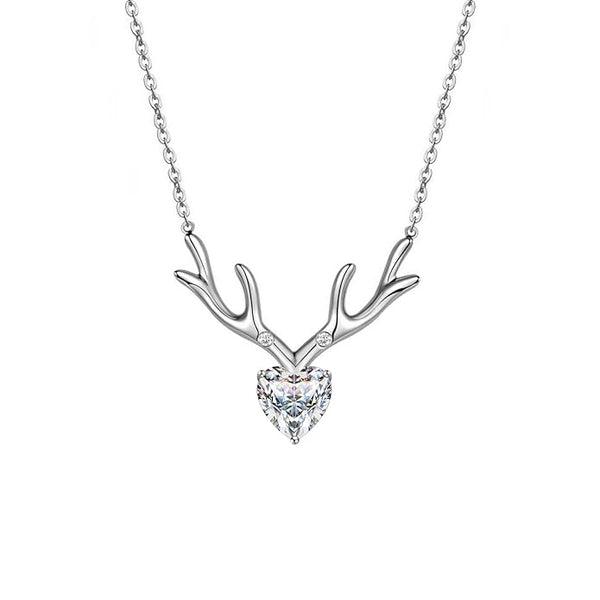 Pure 925 Silver Deer Heart Pendant for Ladies