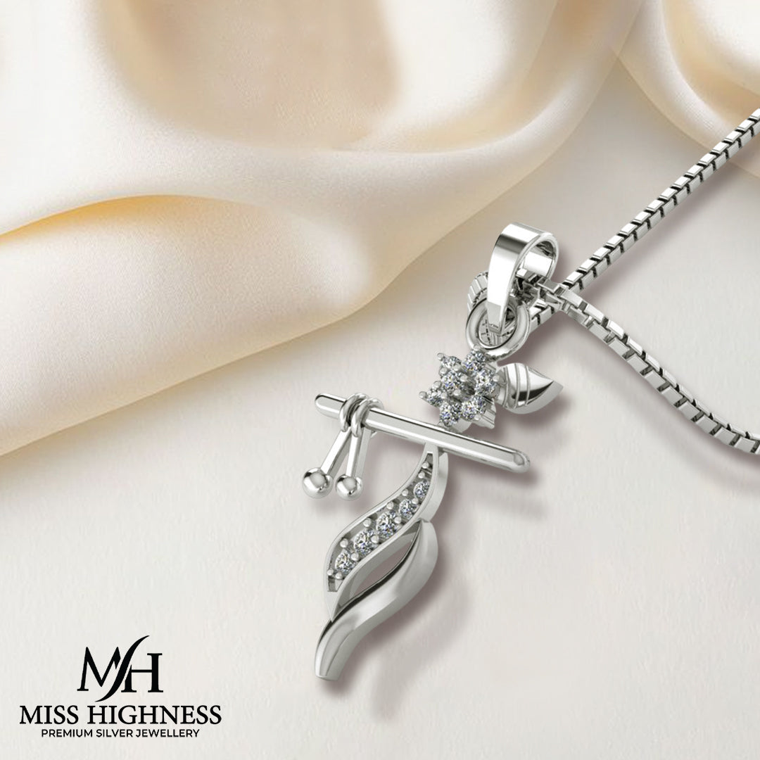 Pure 925 Silver Shri Krishna Flute Pendant pendent with chain