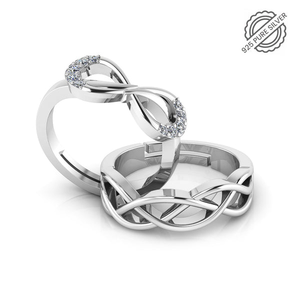925 Sterling Silver Zircon Infinity and Celtic Knot Couple's Ring