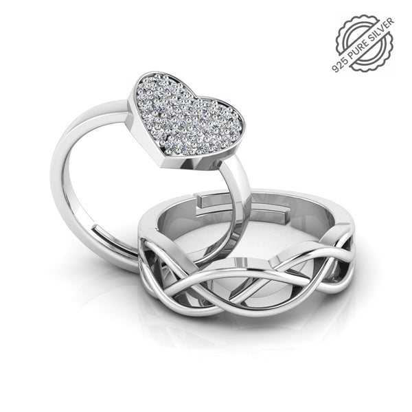 925 Pure Starling Silver Trendor Heart Decor Special and Celtic Knot Couple's Ring