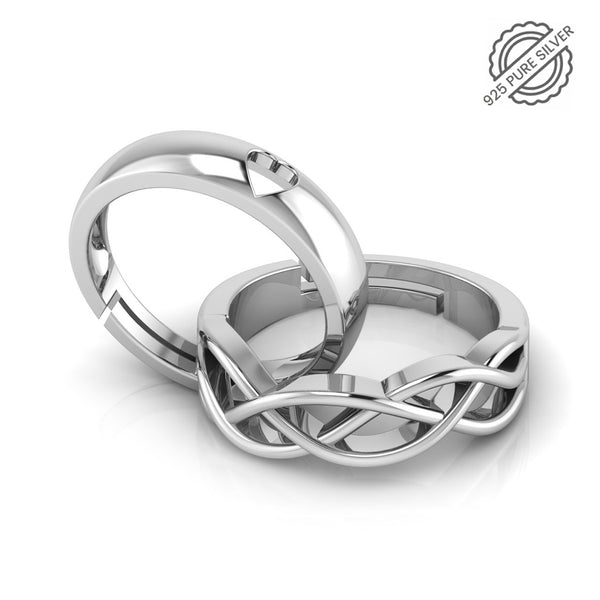 925 Pure Silver Crystal heart and Celtic Knot Couple's Ring