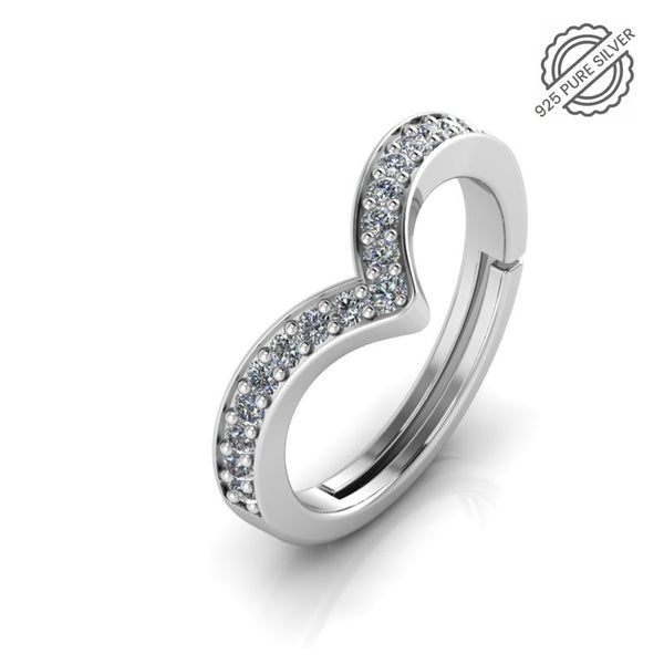 925 Pure Starling Silver Wave V Ladies Special Ring for Ladies