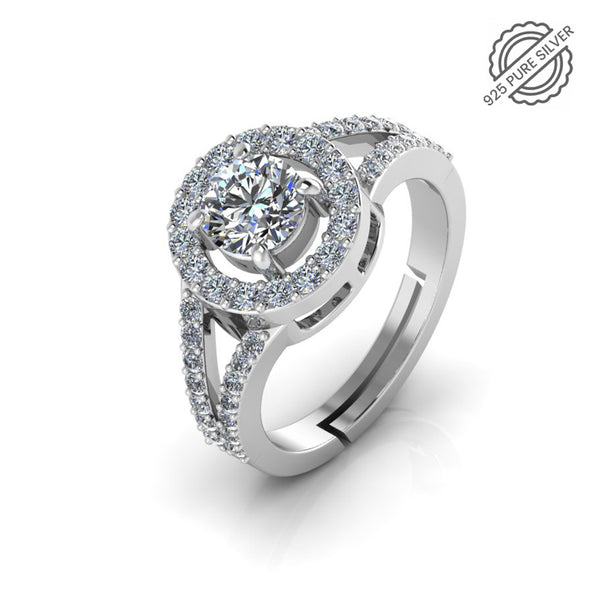 925 Pure Starling Silver Bride Boom Facet Ring for Ladies