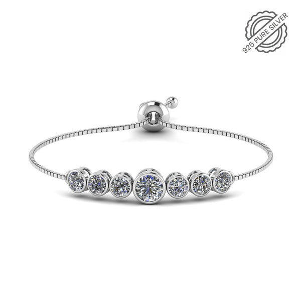 925 Sterling Silver Classic Solitaire Diamonds Bracelet for Women and Girls