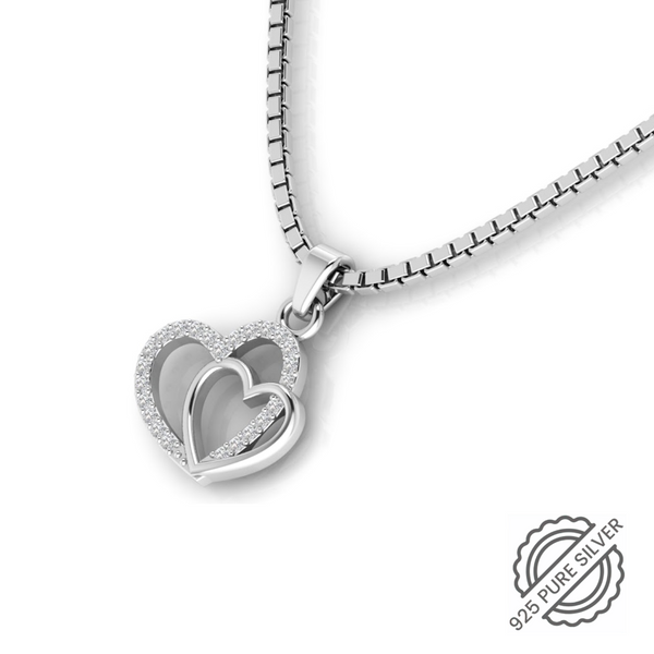 925 Pure Starling Silver Bonded Heart Pendent for Ladies