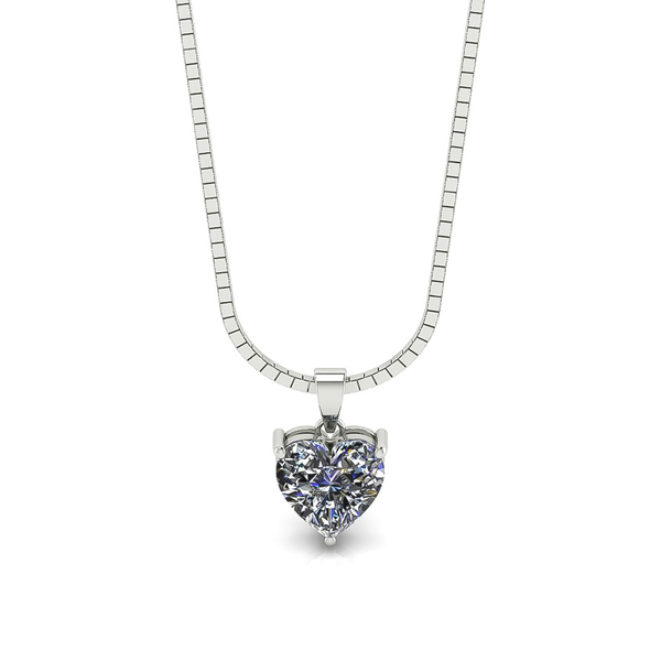 925 Sterling Silver Heart Shape Solitaire Pendant with Pure Silver Link Chain