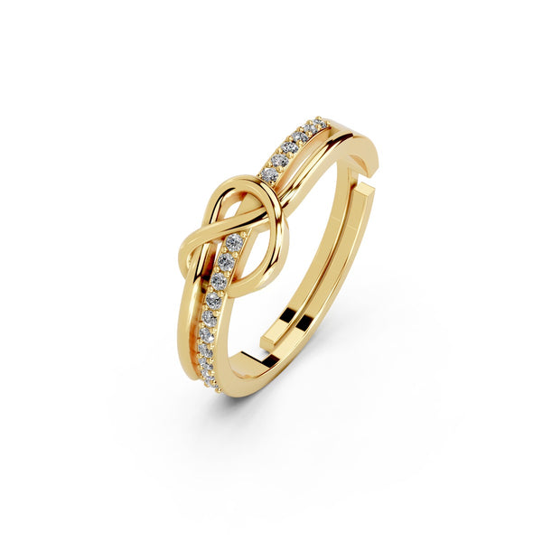 Miss Highness 925 Sterling Silver 24K Gold Plated Knot Design Promise Ring for Women