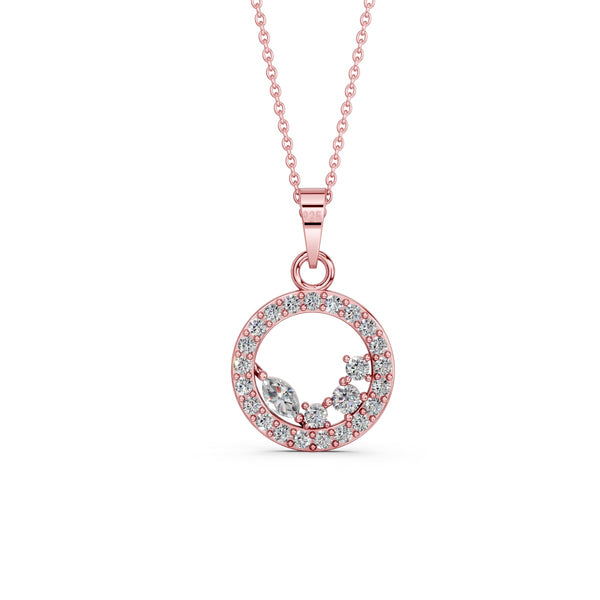 Miss Highness 925 Sterling Silver Rose Gold Plated Circular Pendant with Sparkling CZ Stones for Women