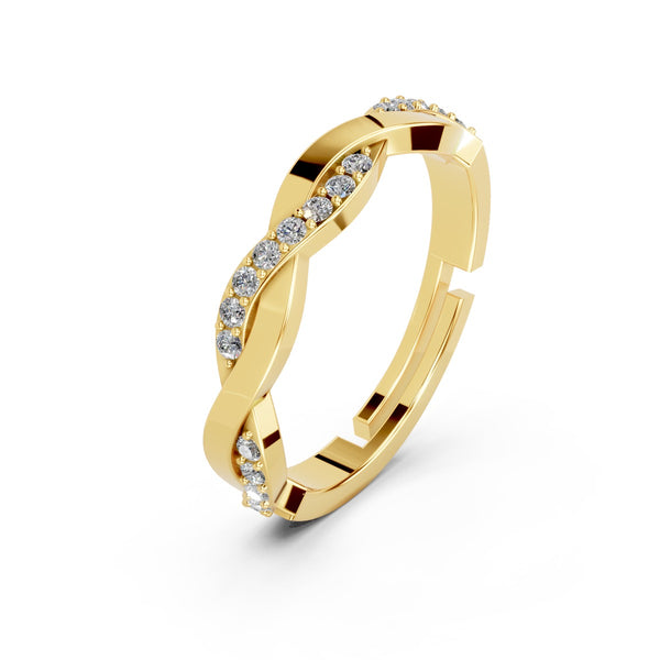 Miss Highness Gold-Plated 925 Silver Twisted CZ Band Ring for Women | Elegant Infinity-Inspired Design