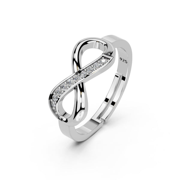 Miss Highness 925 Silver Plated Infinity Design Adjustable Ring for Women
