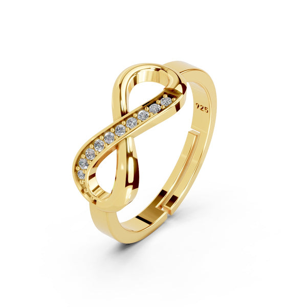 Miss Highness Gold-Plated 925 Silver Infinity CZ Ring for Women | Elegant Symbol of Love & Forever