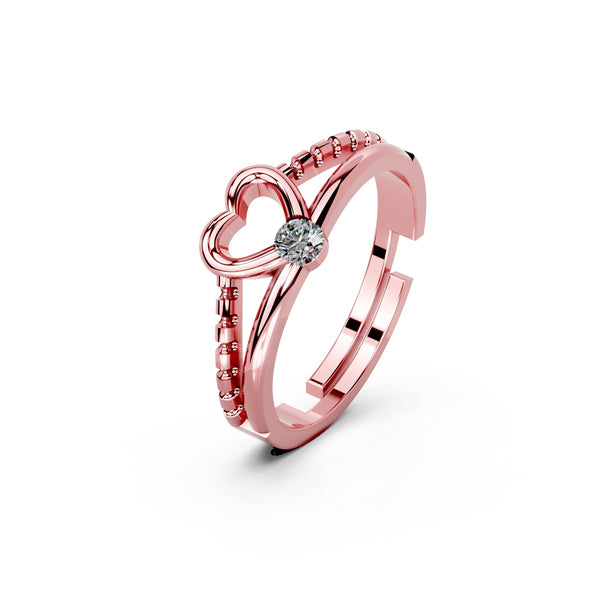 Miss Highness 925 Silver 24K Gold Plated Heart Design Adjustable Ring for Women