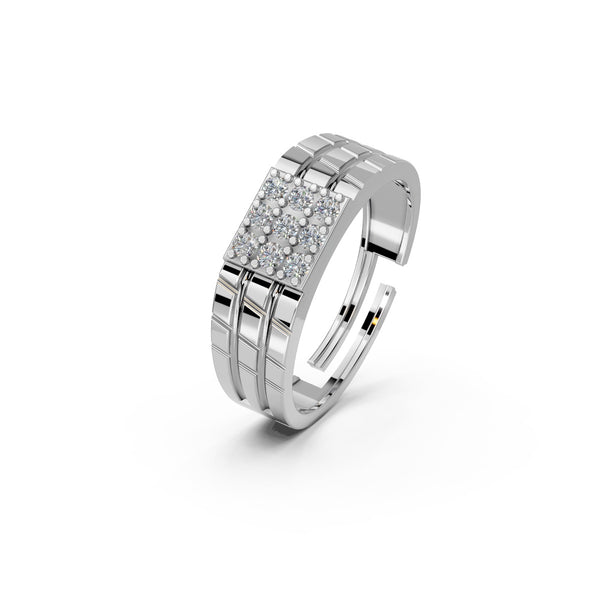 Pure 925 Silver Round Cut Diamond Special Ring for Men's