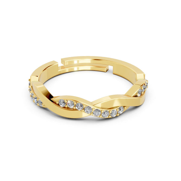 Miss Highness Gold-Plated 925 Silver Twisted CZ Band Ring for Women | Elegant Infinity-Inspired Design