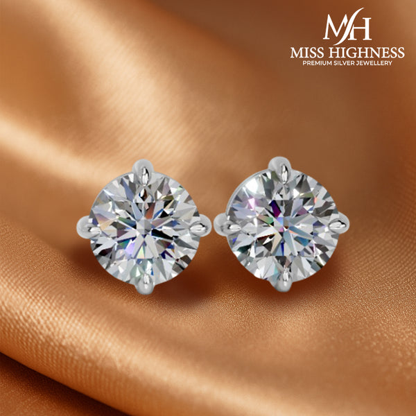925 Sterling Silver Classic Diamond Stud Earrings for Women and Girls