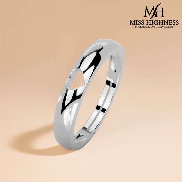 925 Sterling Silver Crystal heart Freesize Ring for Men