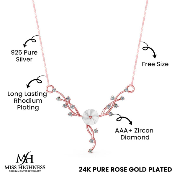 Miss Highness 925 Sterling Silver Floral Pendant Necklace for Women