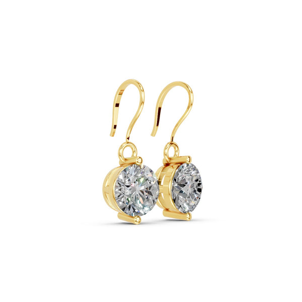Classic Solitaire Gold-Plated 925 Silver Drop Earrings | Sparkling CZ Earrings for Women
