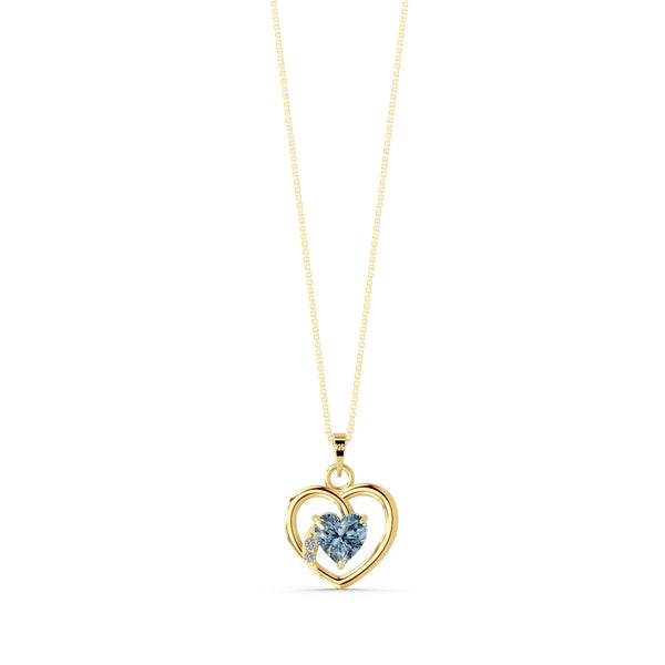 Miss Highness Blue Heart Solitaire Pendant in Gold-Plated 925 Silver | Dual Heart CZ Necklace for Women