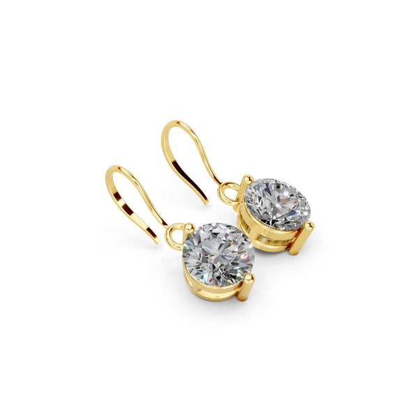Classic Solitaire Gold-Plated 925 Silver Drop Earrings | Sparkling CZ Earrings for Women