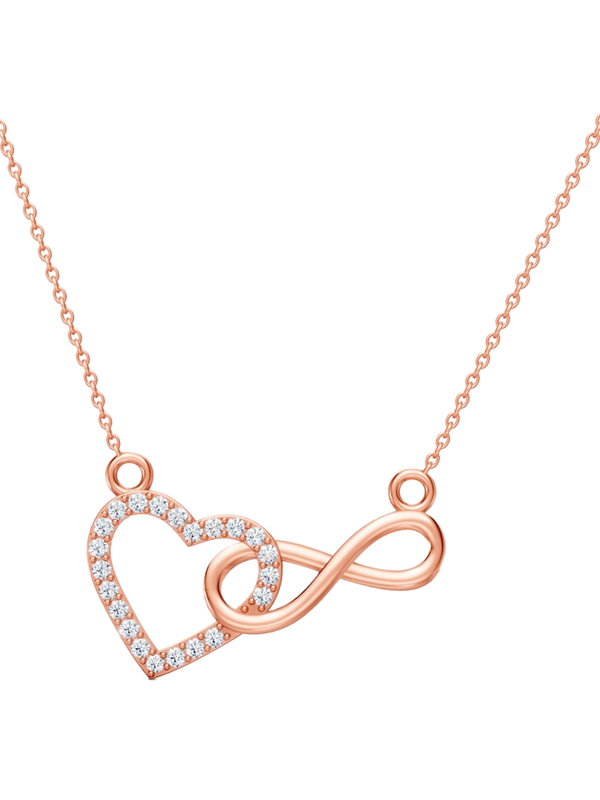 925 Sterling Silver Rose Gold Plated Heart Infinity Necklace for Women | Diamond Look Gift