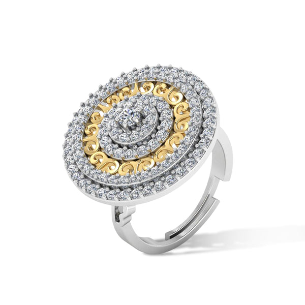 Pure 925 Silver Round Cocktail Gold Plated Special Ring For Girls