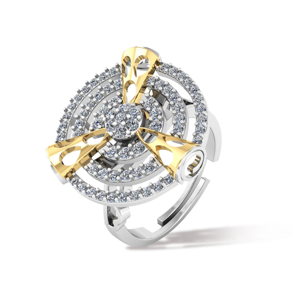 925 Pure Silver Vintage Round Gold Plated Special Women's Ring