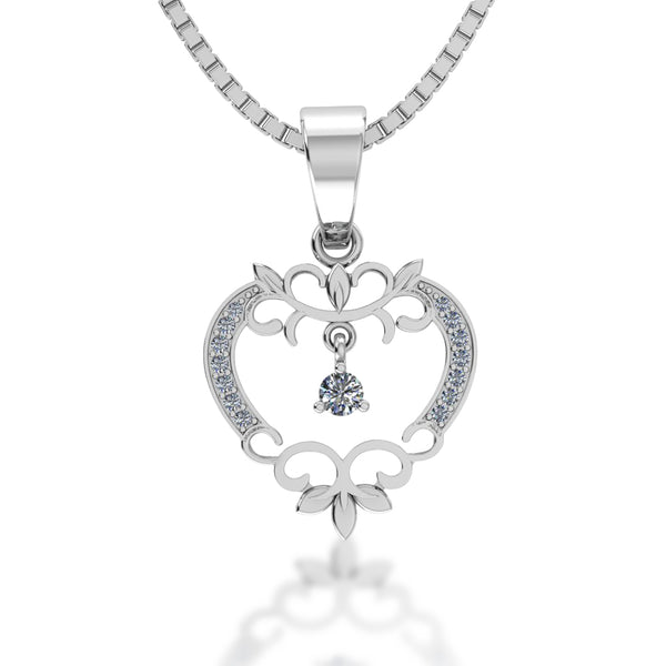 Pure 925 Silver Pretty Heart Pendant with Silver link chain for women's