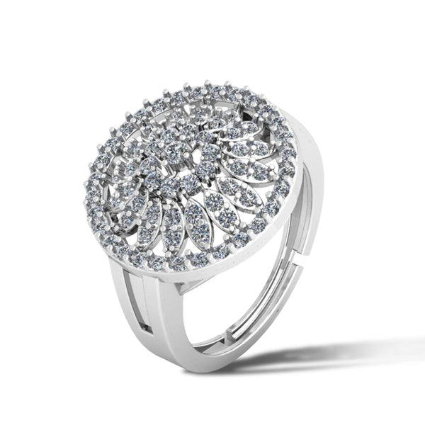 Pure 925 Silver Dazzling Flower Ring for Womens