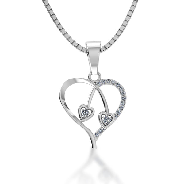 Pure 925 Silver Beautiful Love Heart Pendant for Women's