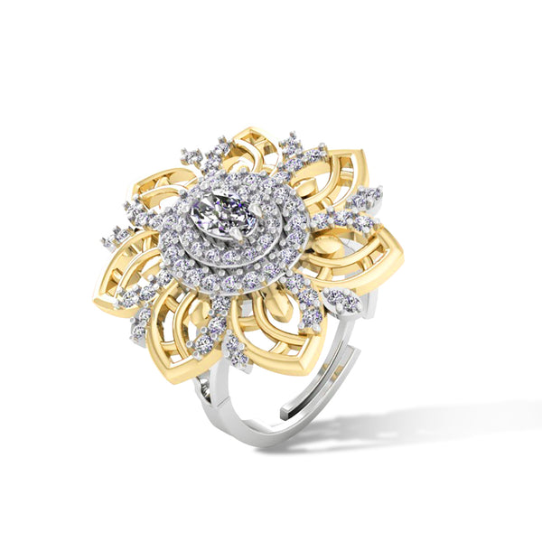 Pure 925 Silver Gold Plated Special Cocktail Ring for Women's