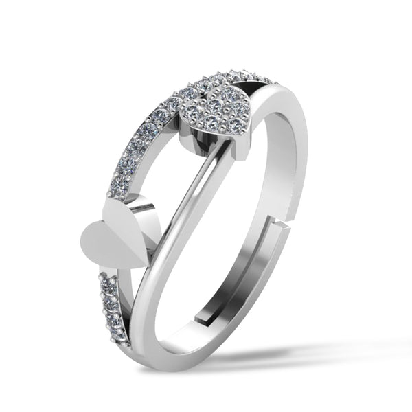 925 Pure Silver Zircon Heart Ring For Ladies