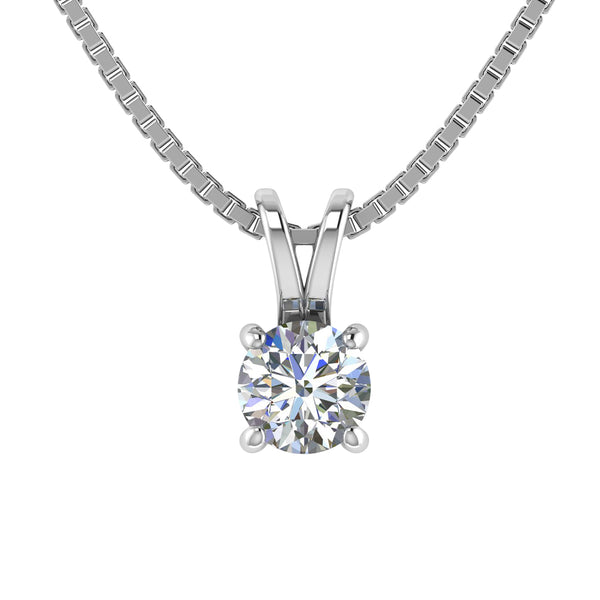 925 Sterling Silver Solitaire Pendant with Pure Silver Link Chain
