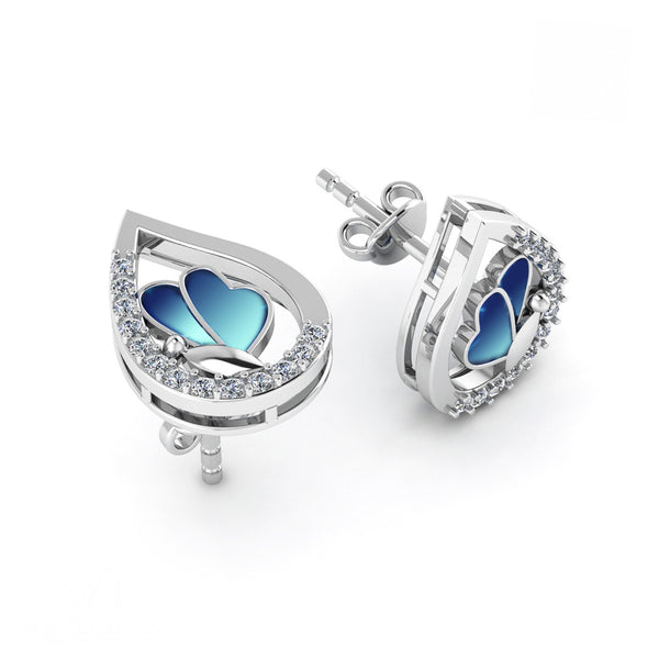 Pure 925 Silver Blue Butterfly Special Stud Earrings For Ladies