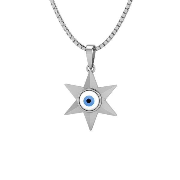 Pure 925 Silver Star Evil Eye Pendant for Ladies
