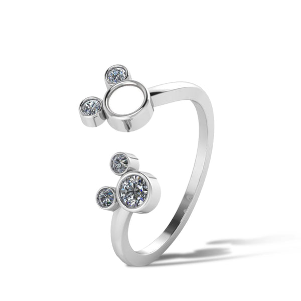 925 Sterling Silver Cute Mickey Enamel Ring Freesize