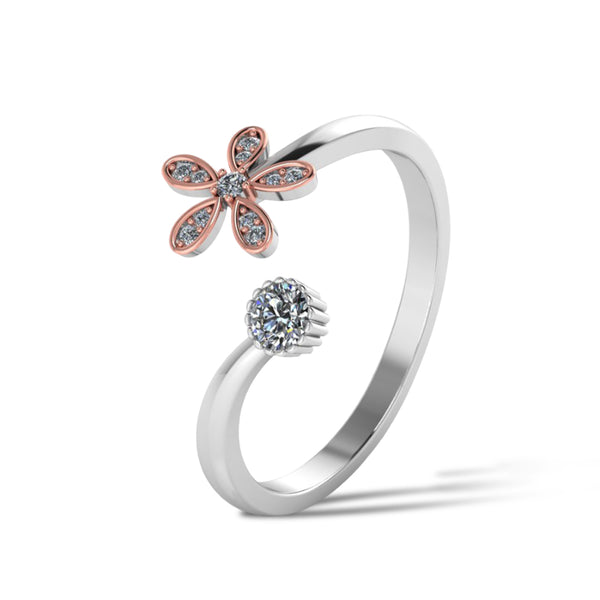 Shiny Sterling Silver Flower Ring