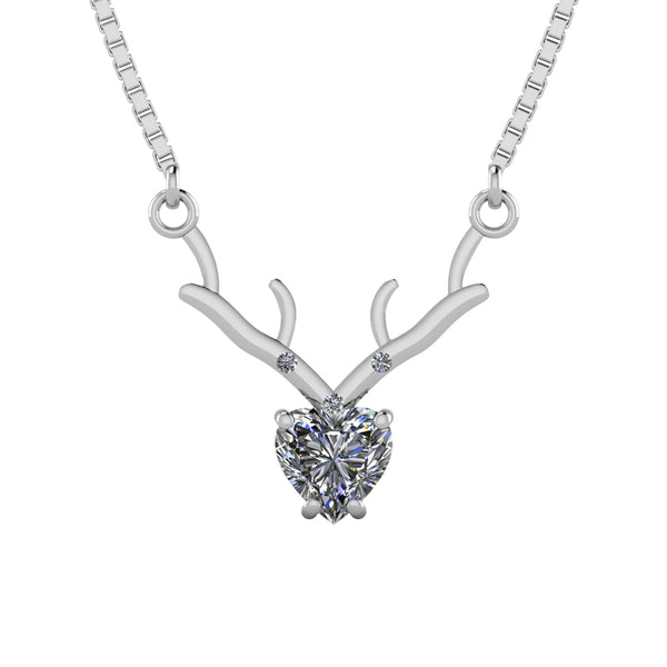 Pure 925 Silver Deer Heart Pendant for Ladies
