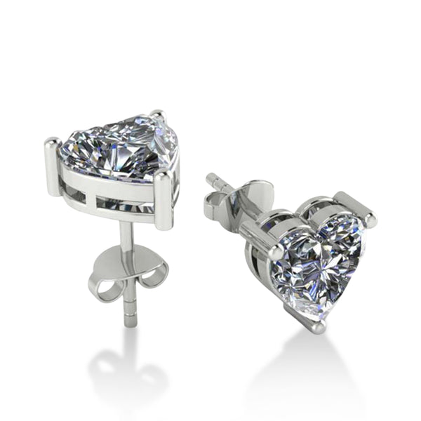 925 Sterling Silver Heart Shape Diamond Stud Earrings for Women and Girls