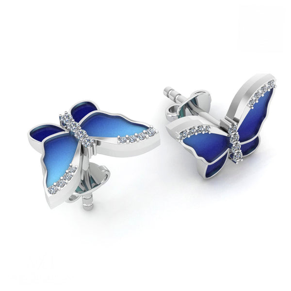 Pure 925 Silver Butterfly Austrian Crystal Cubic Earrings For Ladies