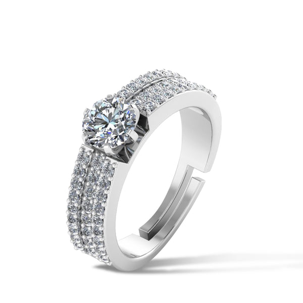 925 Pure Starling Silver Triple Lair Solitaire Ring for Ladies