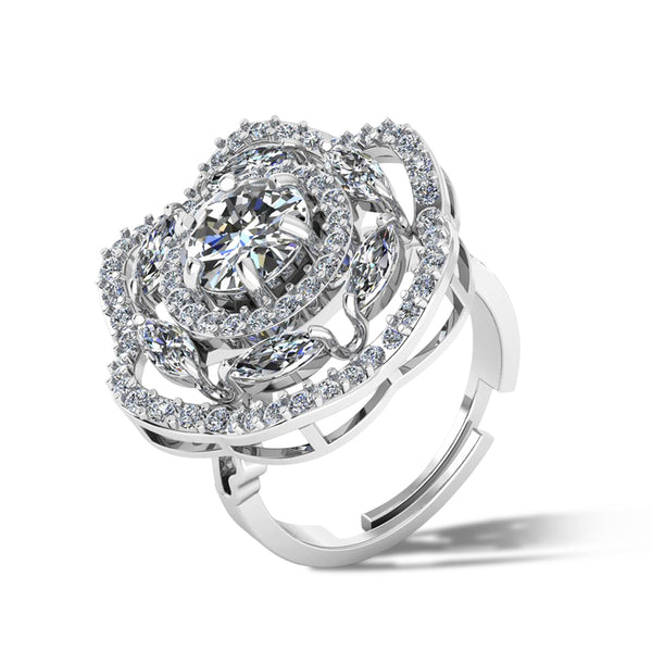 Pure 925 Silver Vintage Rose Flower Special Ring for Ladies