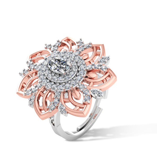 Pure 925 Silver Rose Gold Plated Special Cocktail Ring for Ladies