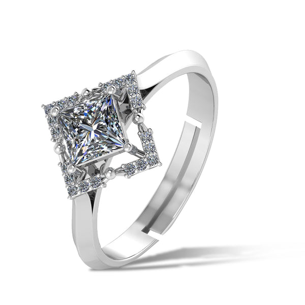 Pure 925 Silver Princess Cluster Ring for Ladies