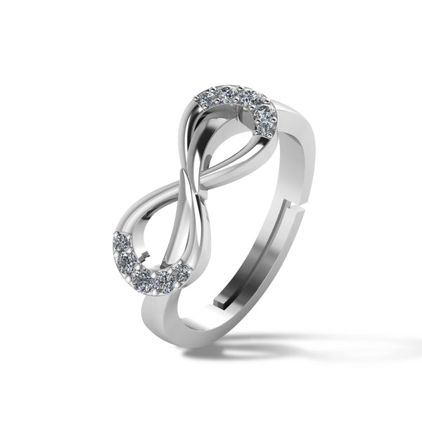 925 Sterling Silver Zircon infinity Ring Freesize