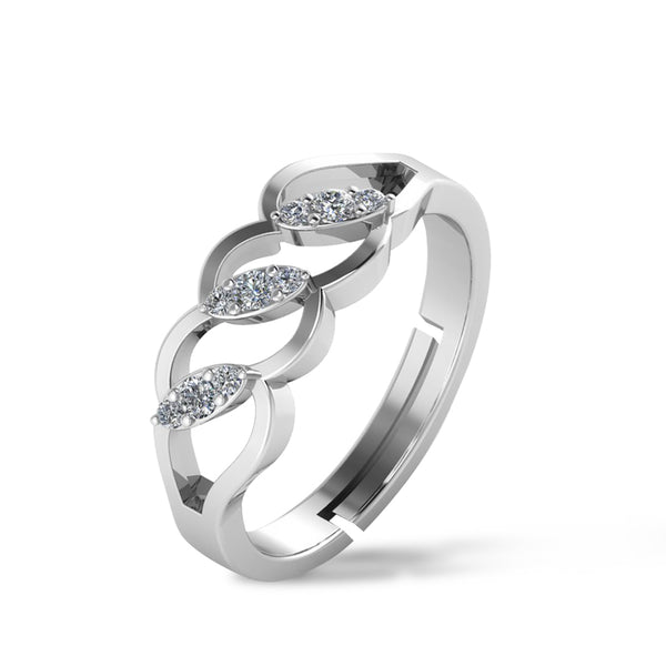 925 Crystal Sterling Silver designer Zircon Diamond Freesize Ring