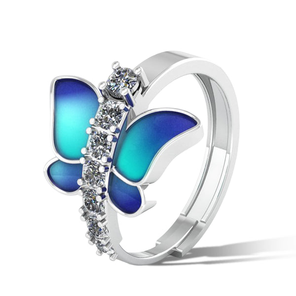 Pure 925 Silver Blue Butterfly Special Ring for Ladies