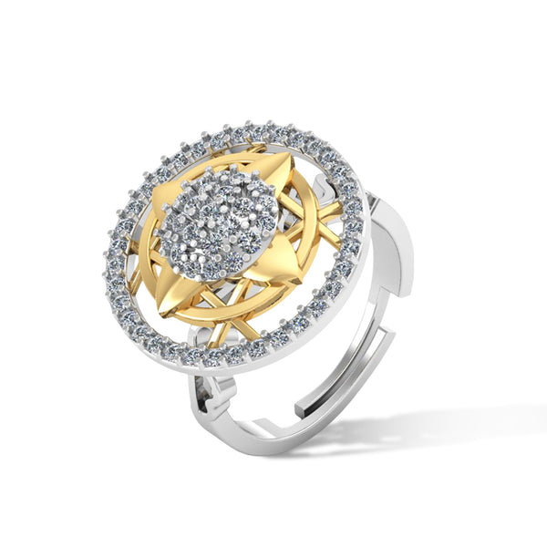 Pure 925 Silver Delicate Halo Gold Stylish Ring For Ladies